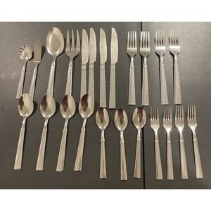 Gibson Everyday Hammered Stainless Mixed Flatware Replacements Set‎ Of 23